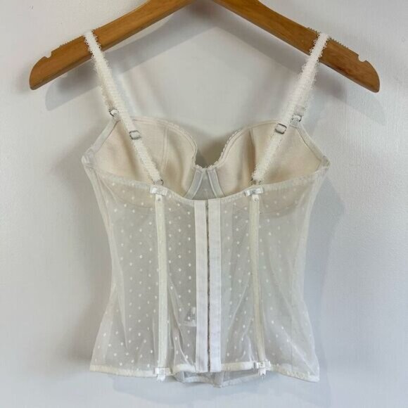 VTG Lingerie Luxury US 34 C Intimates White Lace Gartier Longline Corset Bustier - Picture 14 of 15